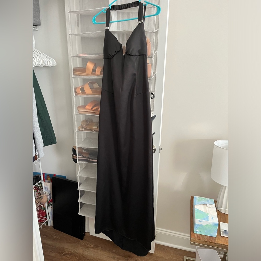 Black Formal Gown with Jewelry Detail
